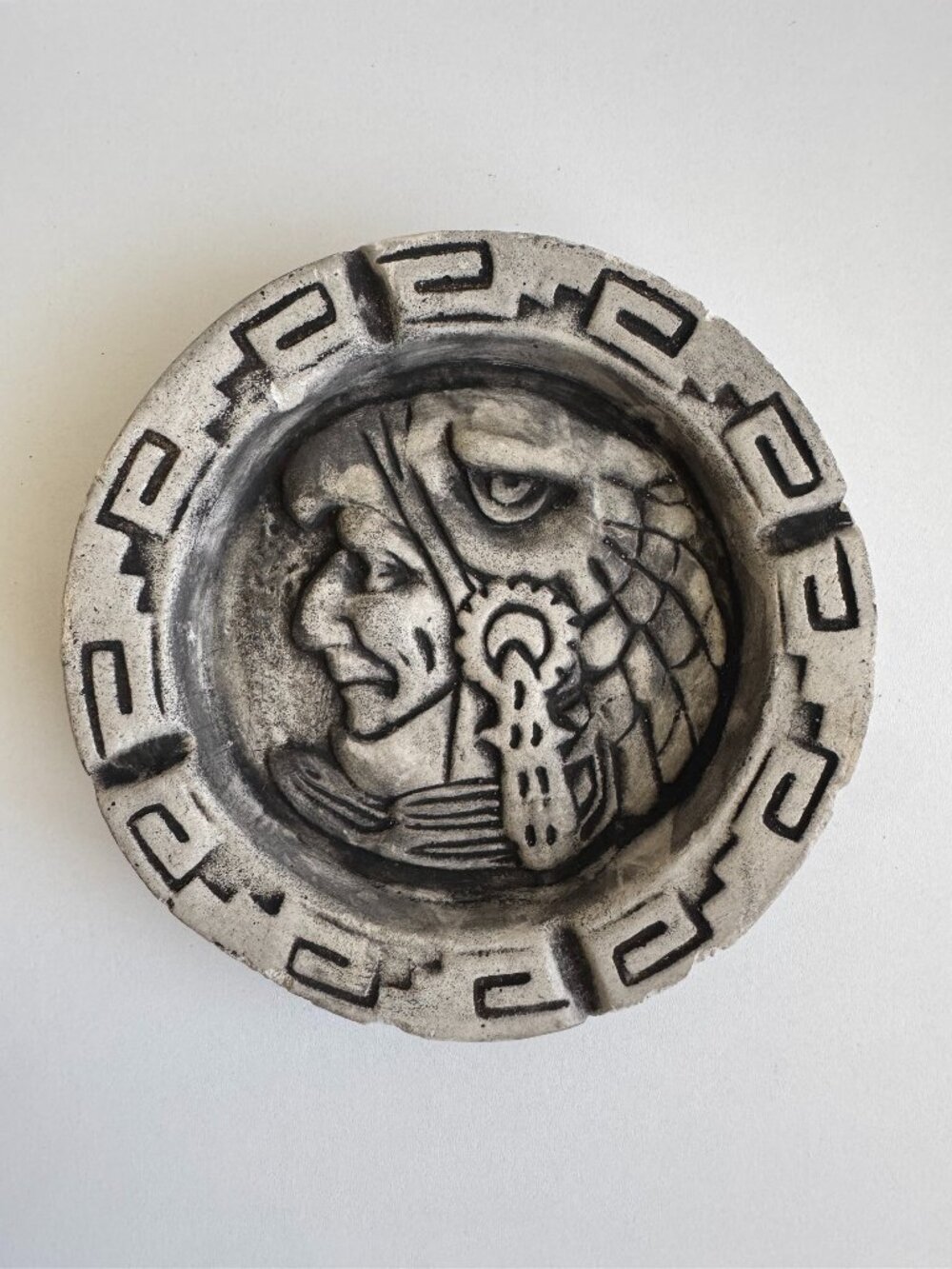 Vintage Mexican Aztec Warrior Eagle Ashtray Made in Mexico 7”